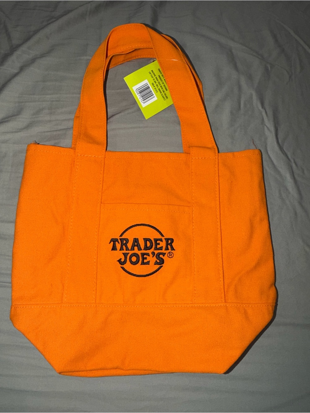 Trader Joe's Orange Canvas mini Tote Bag NWT